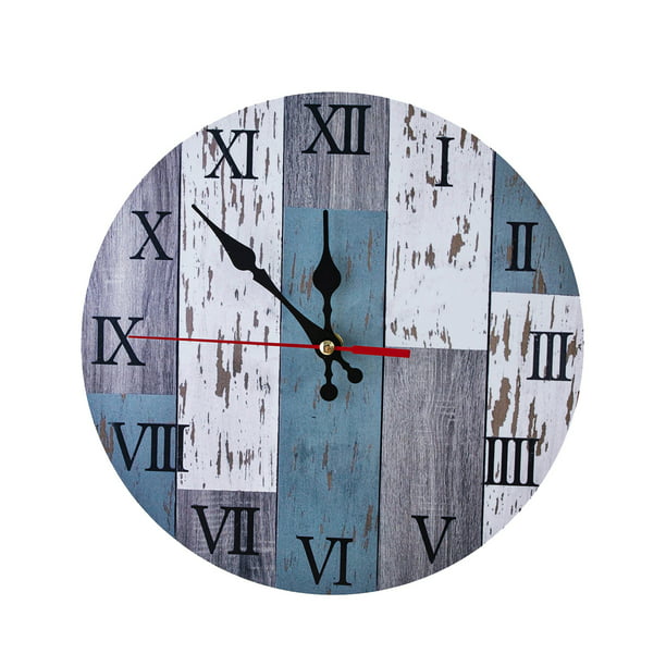 Non ticking Vintage Barnwood Wood Wall Clock  Whisper Quiet